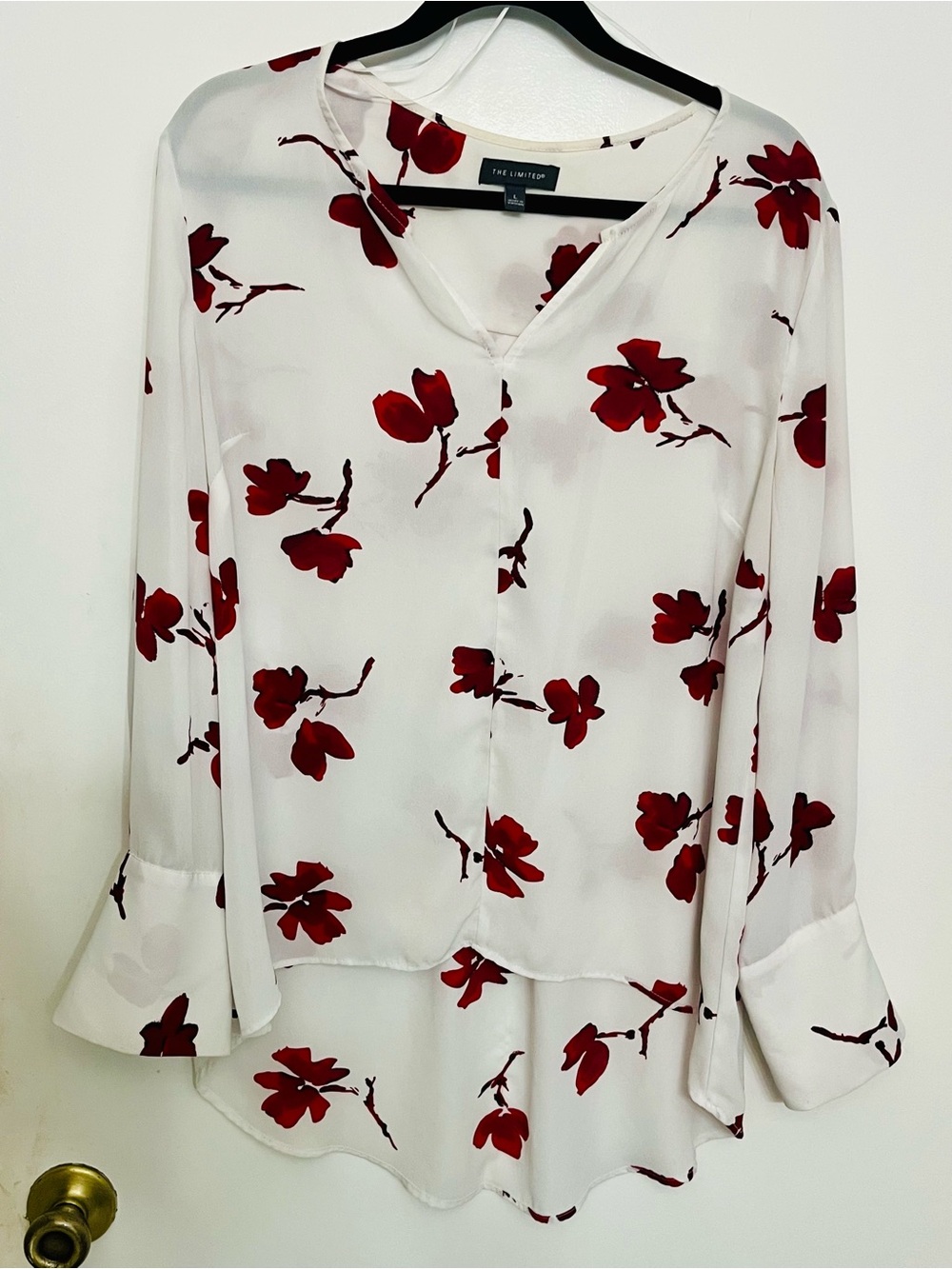 The Limited White Blouse with Red Floral Print